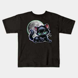 MOON STRUCK KITTEN! Kids T-Shirt